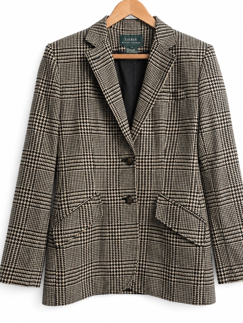 Lauren Ralph Lauren Houndstooth Wool Silk Cashmere blend blazer 4